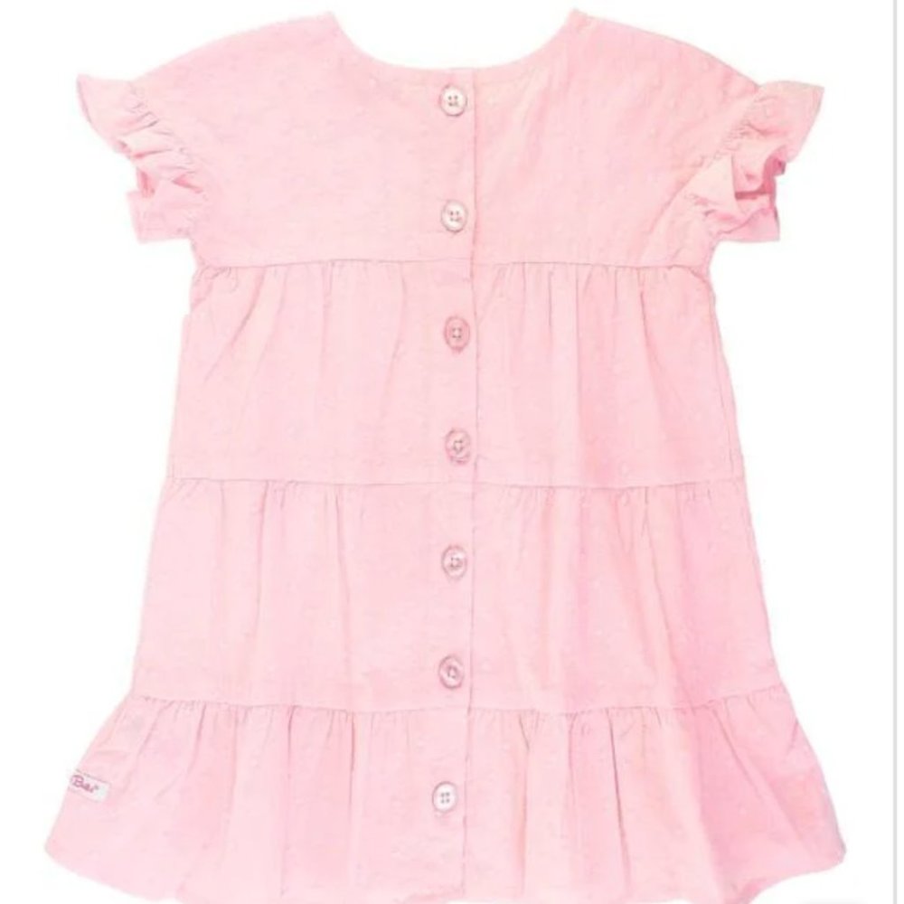 NWT RuffleButts Pink Swiss Dot Tiered Dress Girls Cotton Lined $35 Size 8